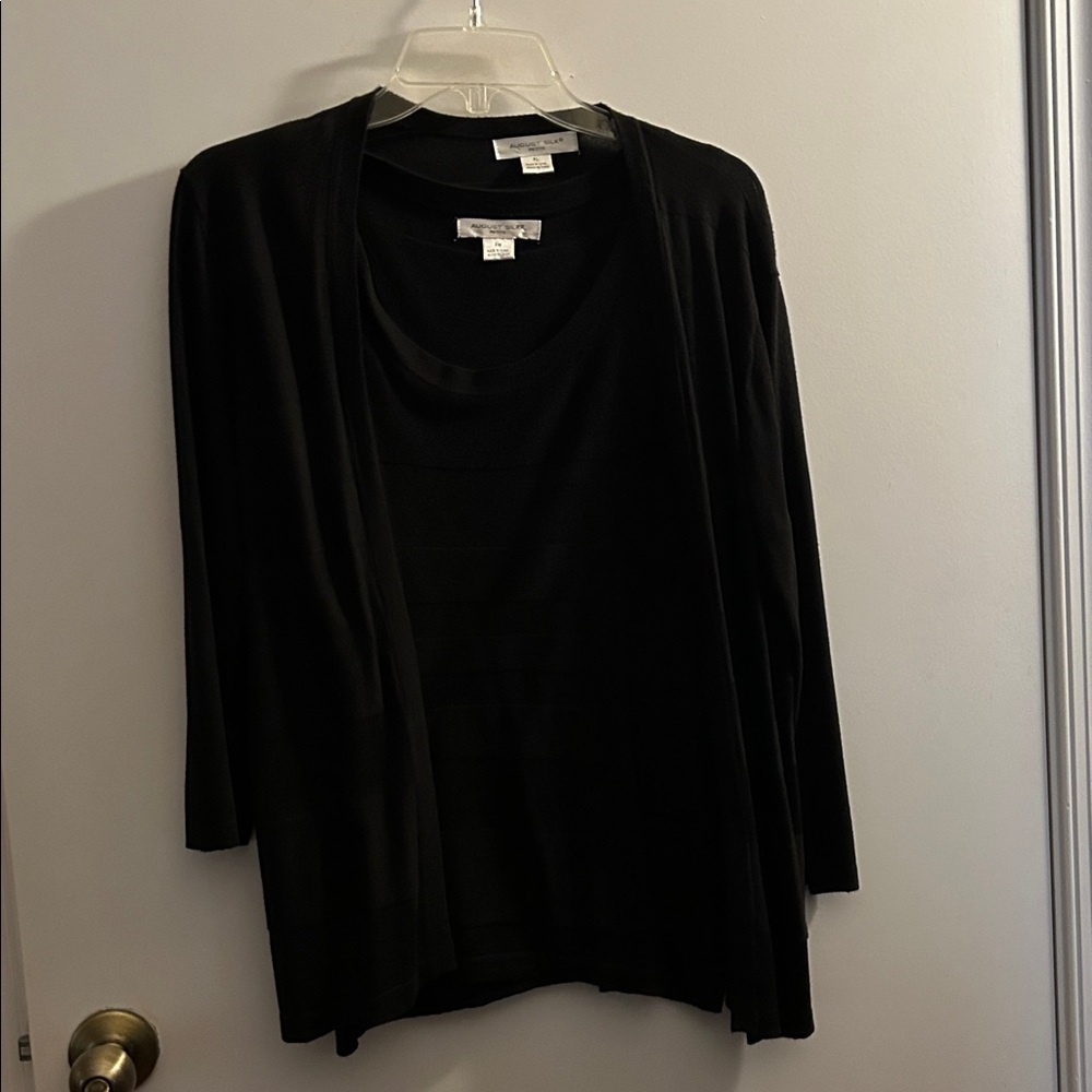 August Silk Cardigan Set Petite MP And Cardigan PL Black